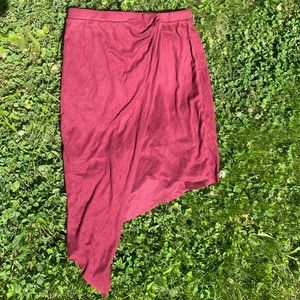Burgundy asymmetrical skirt